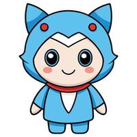 a cartoon blue cat with red eyes vector