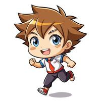 a cartoon boy running with his arms outstretched white background vector