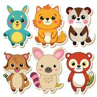 set of cute animals illustration background white background vector