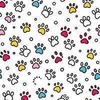 seamless pattern with paw prints on white background white background vector