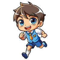 a cartoon boy school uniform running white background vector