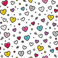 seamless pattern hearts and on white background white background vector