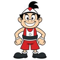 cartoon character of a man in red and white white background vector