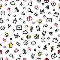 a seamless pattern with icons and white background vector