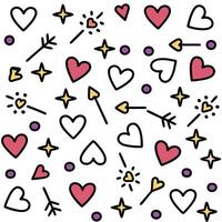 a pattern with hearts arrows white background vector