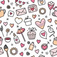 seamless pattern with hearts other items white background vector