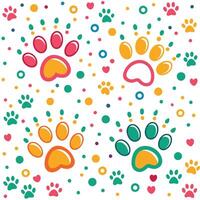 seamless pattern with paw hearts background vector