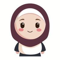 a cartoon muslim woman wearing a hijab white background vector