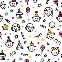 seamless pattern with happy faces and balloons vector