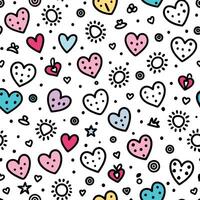 seamless pattern with hearts and stars white background white background vector