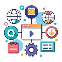 web development and marketing illustration white background vector