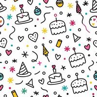seamless pattern with birthday items white background vector