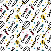 a pattern with various kitchen utensils white background vector