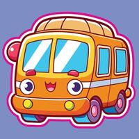 cartoon bus with eyes smiley face white background vector