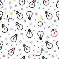 light bulb seamless pattern white background, vector