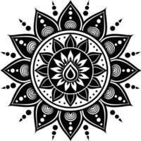 a black and white mandala design with a flower in the cente white backgroundr vector
