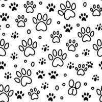 a black and white pattern with paw prints white background vector