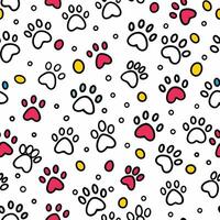 seamless pattern with paw prints and dots, vector