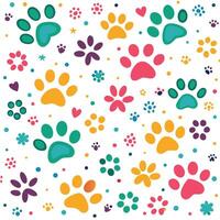 seamless pattern with paw prints and hearts, vector