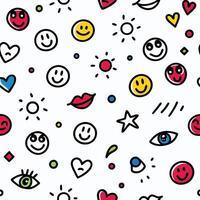 smiley faces and hearts are shown in this pattern vector