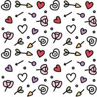 a pattern with hearts and arrows on it, vector