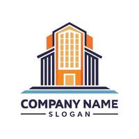 modern building with orange and blue color scheme vector