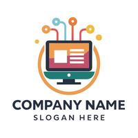 a computer logo with a colorful background vector