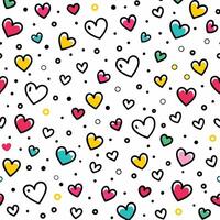 seamless pattern with hearts and polka dots vector