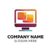 a computer monitor logo design vector