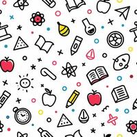 seamless pattern with school supplies and objects white background vector