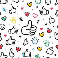 thumbs up and thumbs down icons in a pattern vector