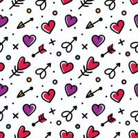 a pattern with hearts and arrows on vector