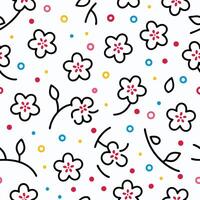 a pattern with flowers and dots white background vector