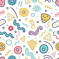 seamless pattern with colorful shapes lines,white background vector