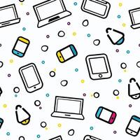 seamless pattern with electronic devices and gadgets vector