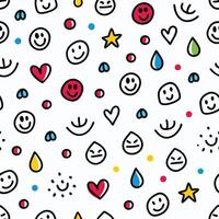 smiley faces and raindrops pattern vector