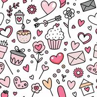 seamless pattern with hearts cupcakes ,background vector
