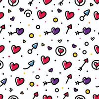seamless pattern with hearts and arrows white background, vector