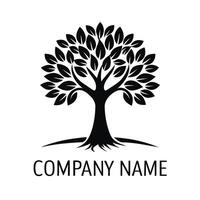 a black and white logo for a company with a tree white background, vector