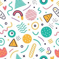 seamless pattern with colorful shapes white background shapes vector