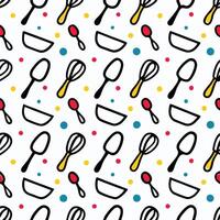 a pattern with kitchen utensils and spoons, vector