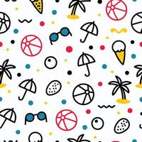 seamless pattern with beach and beach ball icons vector
