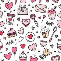 a seamless pattern with hearts and other items, vector