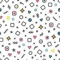 seamless pattern with geometric shapes and hearts vector
