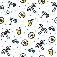 a pattern with palm trees and drinks vector