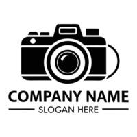 a camera logo design with a white background vector