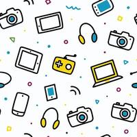 a seamless pattern with various devices white background, vector