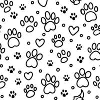 a black and white pattern with paw prints and background vector
