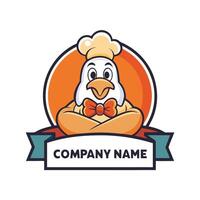 a cartoon chicken wearing a chef hat, vector