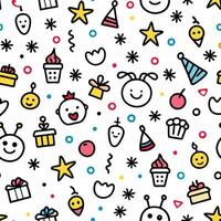 seamless pattern with birthday party icons vector
